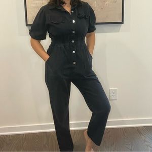 Black denim jumpsuit